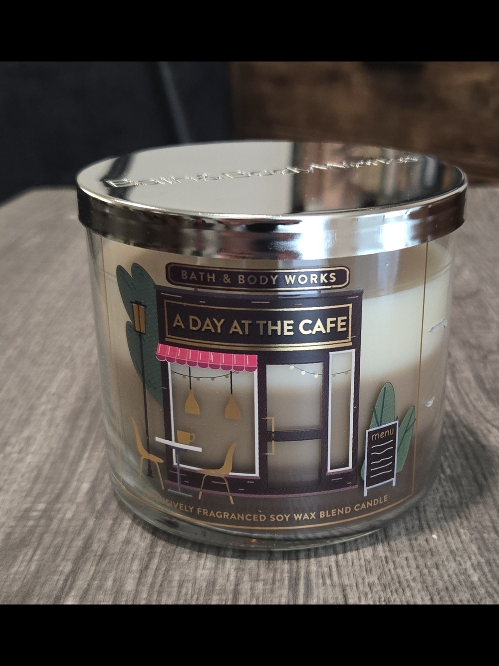 Bath & Body Works A Day at the Cafe Cream Decorative Jar Candle
